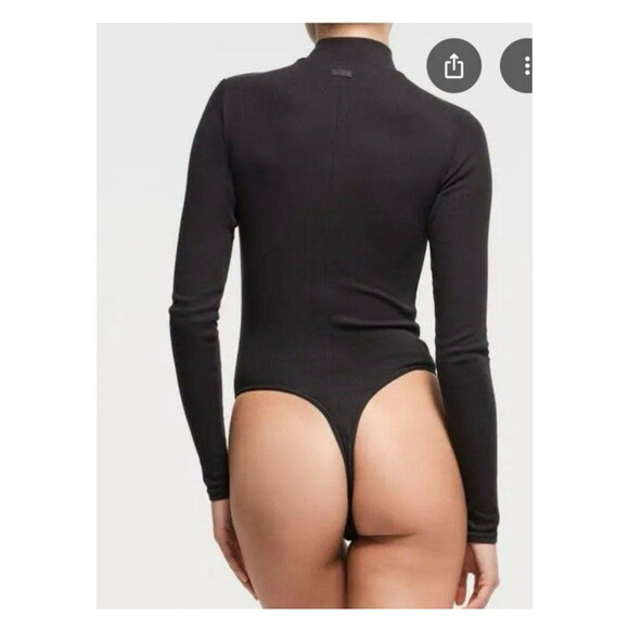 NWT Skims Cotton Rib Long Sleeve Turtleneck in Soot - Picture 3 of 6